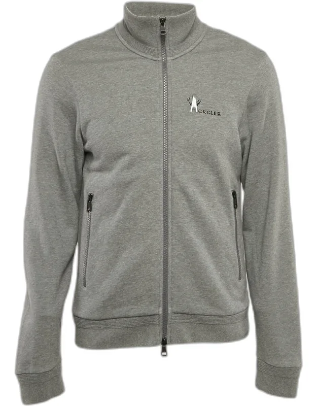 Logo Print Cotton Knit Zip-up Jacket