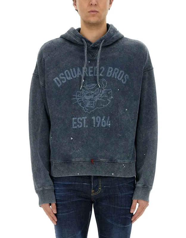 Sweatshirt With Logo Print, Made In Italy