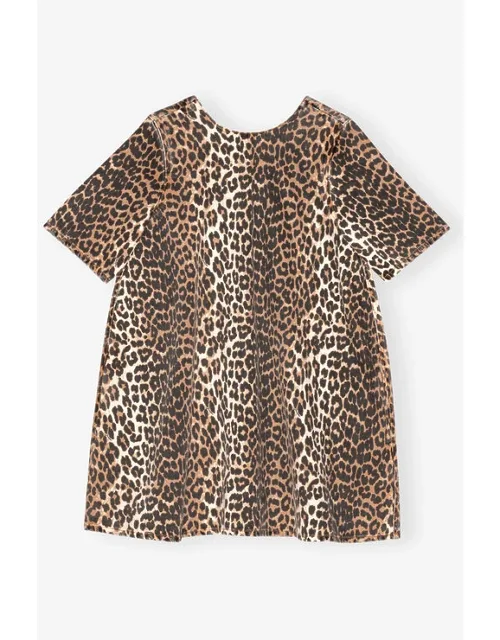 Leopard Printed Denim Mini Dress