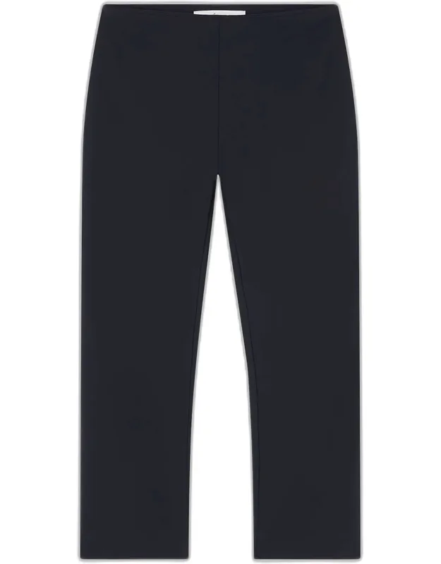 Cigarette Trousers Crafted From A Scuba Fabrication, Midrise; Sits High On The Hip
