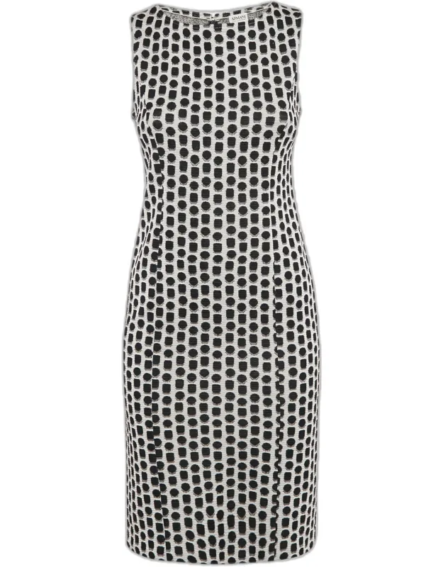 Patterned Jacquard Knit Sleeveless Short Dress