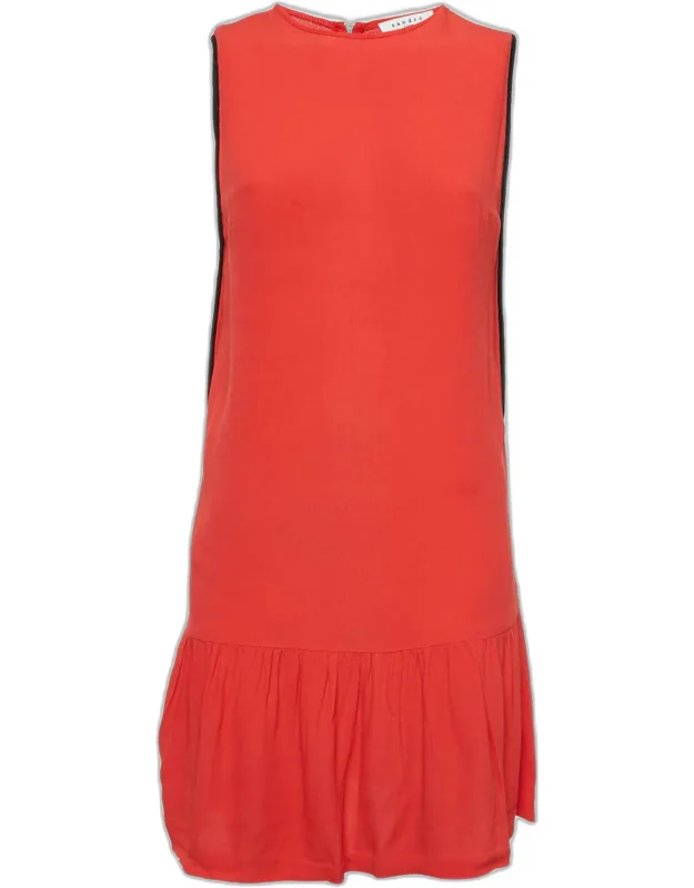 Crepe Sleeveless Flounce Mini Dress