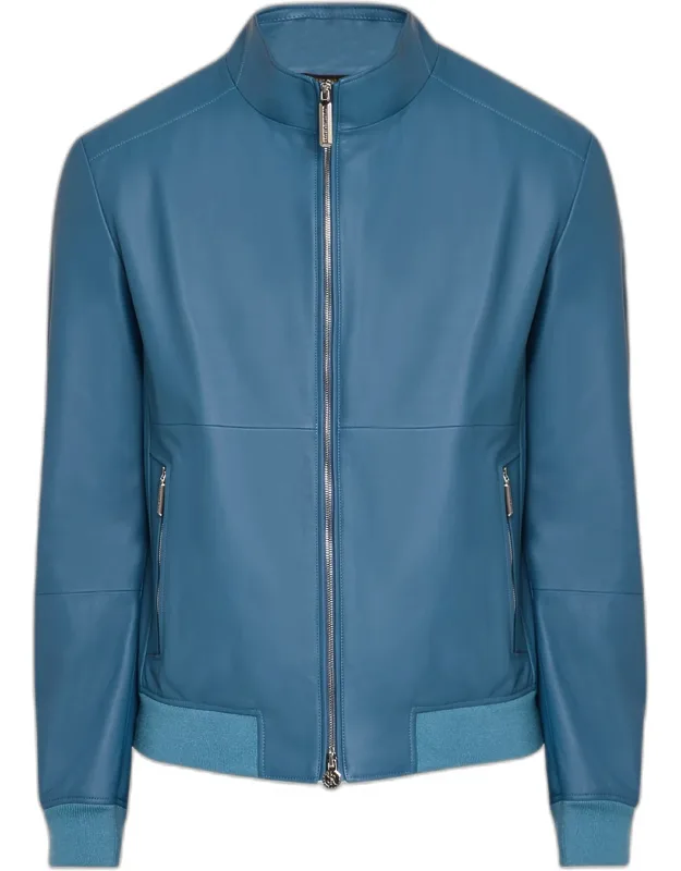 Leather Full-zip Blouson Jacket