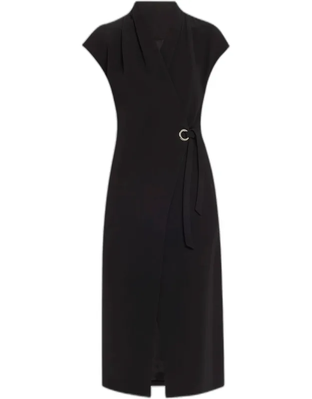 Cap-sleeve Wrap Midi Dress