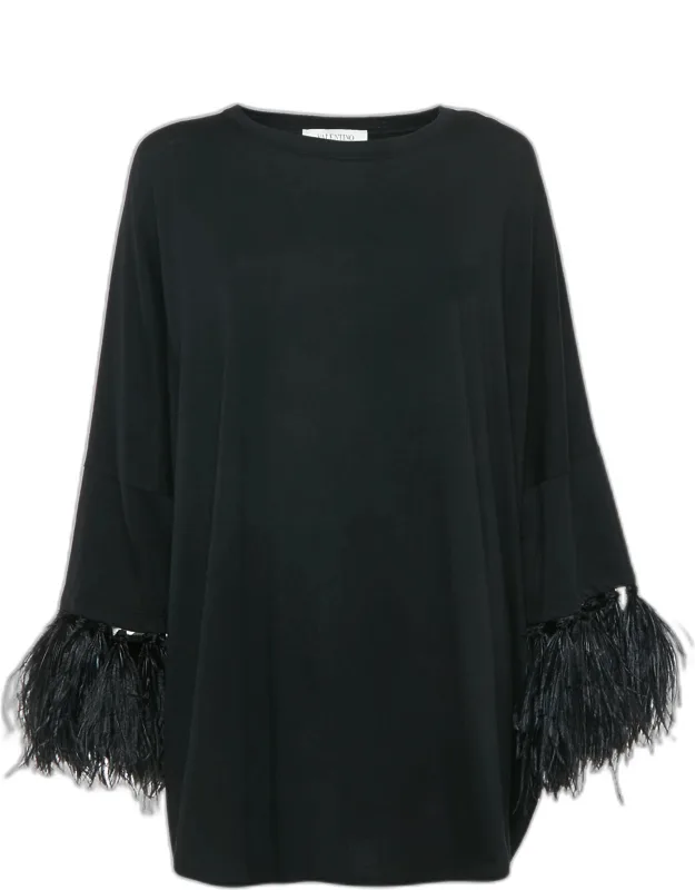 Cotton Feather Trimmed Tunic Top