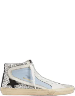 Mid-top Glitter Leather Sneakers