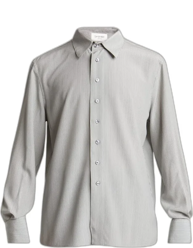 Micro-striped Silk Sport Shirt