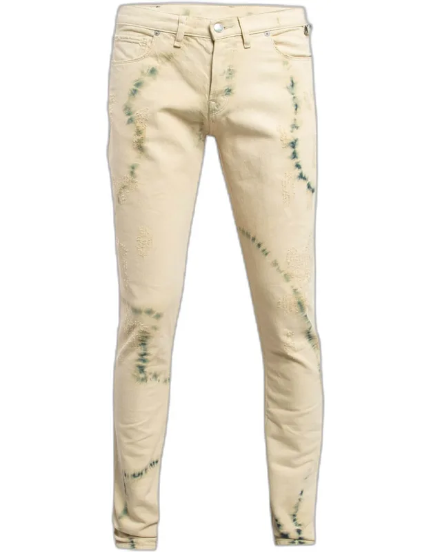 Cream Tie Dye Denim Jeans