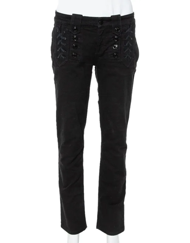 Denim Lace Up Detail Slim Fit Jeans