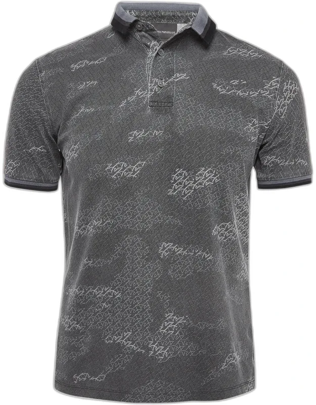 Printed Knit Polo Contrast Trim T-shirt
