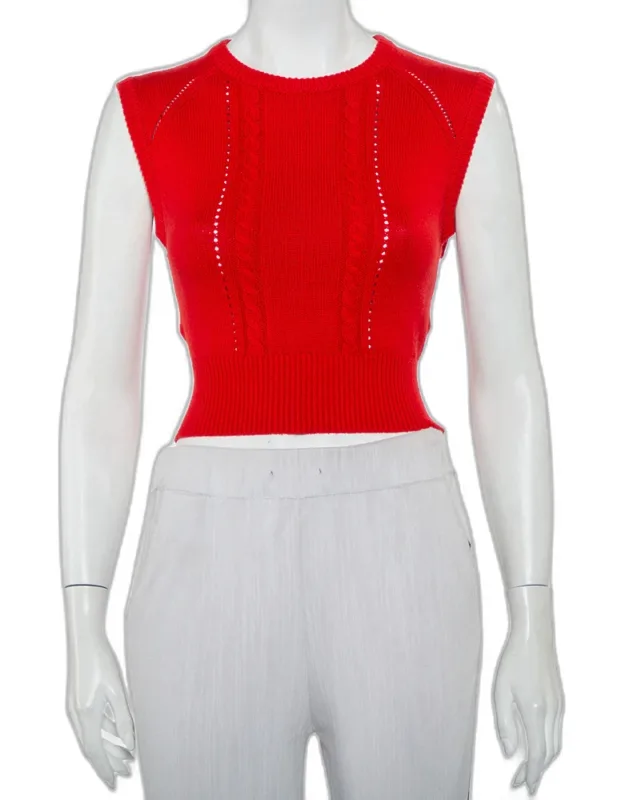 Knit Sleeveless Open Back Detail Sweater Vest