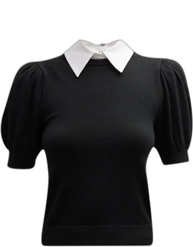 Puff-sleeve Sweater With Detachable Collar