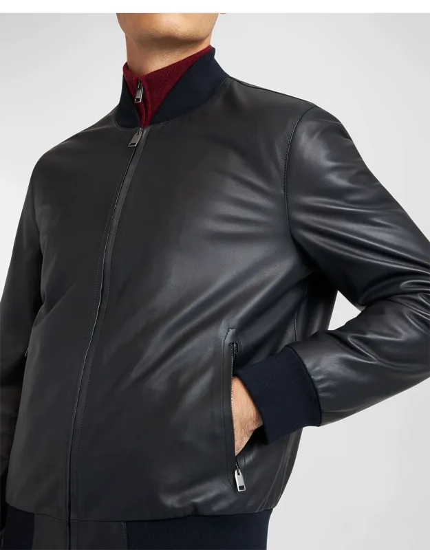 Classic Leather Bomber Jacket