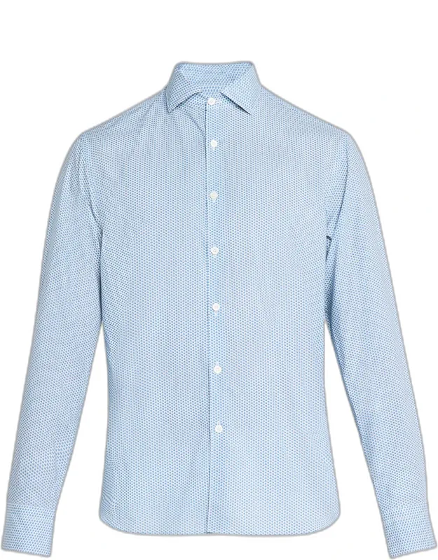 Cotton And Lyocell Micro-geometric Sport Shirt