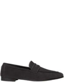 Suede Shearling Penny Loafers