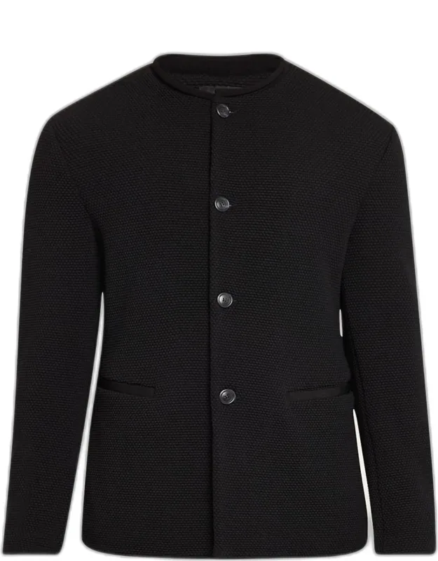 Textured Band-collar Blazer