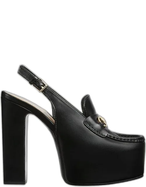 Leather Platform Loafer Pump