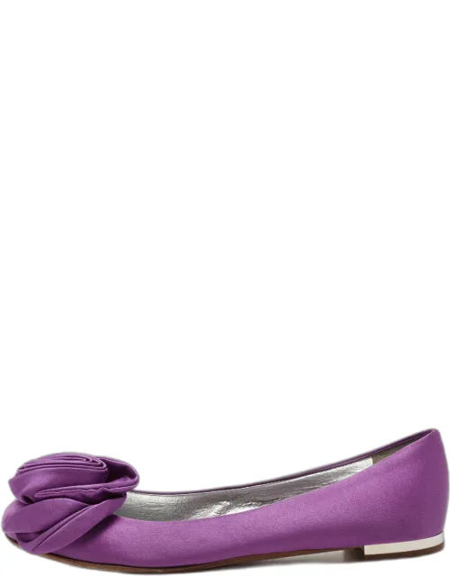 Satin Flower Applique Ballet Flats