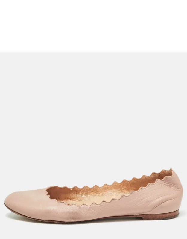 Scalloped Leather Ballet Flats