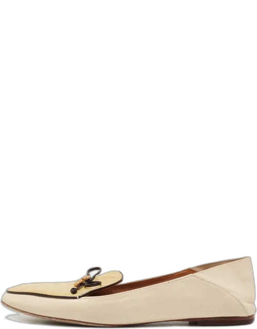 Leather And Ostrich Embossed Charm Loafers