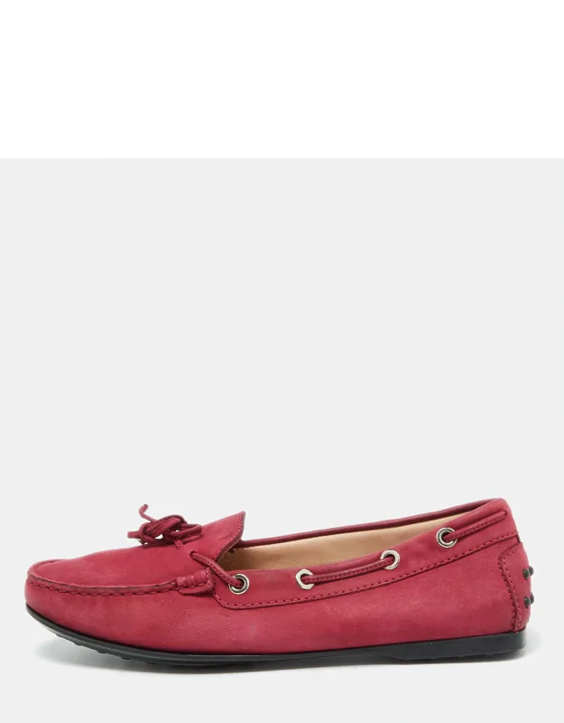 Nubuck Leather Bow Gommino Driving Loafers