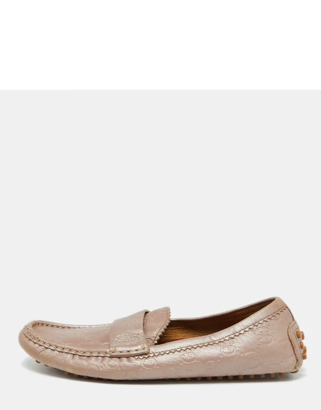 Champagne Pink Guccissima Leather Slip On Loafers