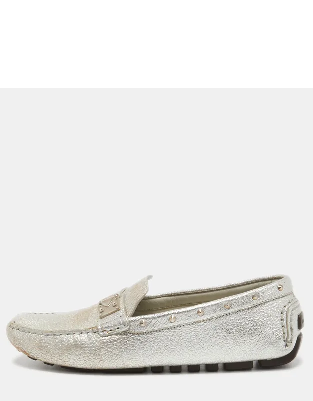 Silver Leather Lombok Slip On Loafers