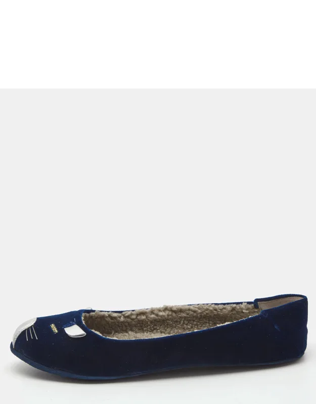Velvet And Leather Cat Ballet Flats