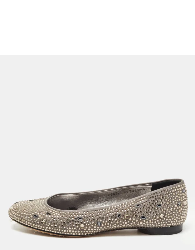 Crystal Embellished Satin Ballet Flats