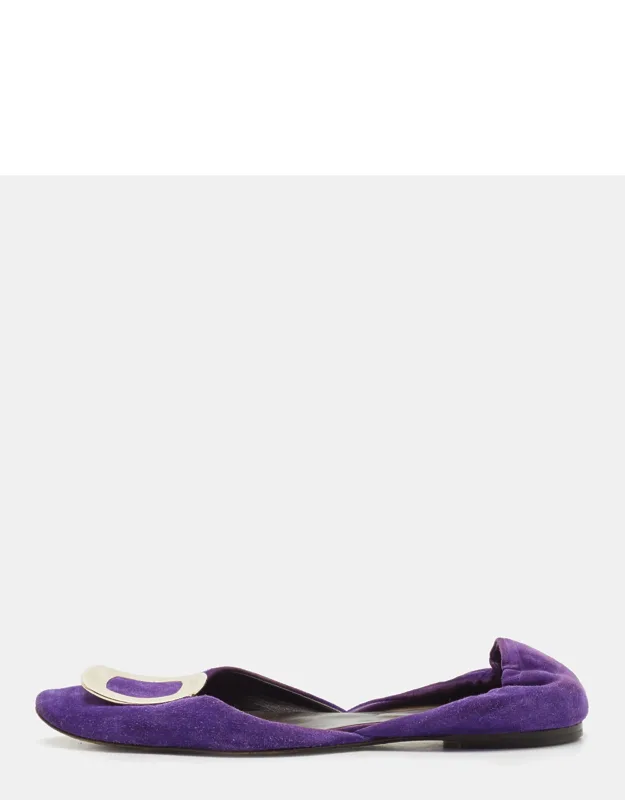 Suede Chip Buckle D'orsay Ballet Flats