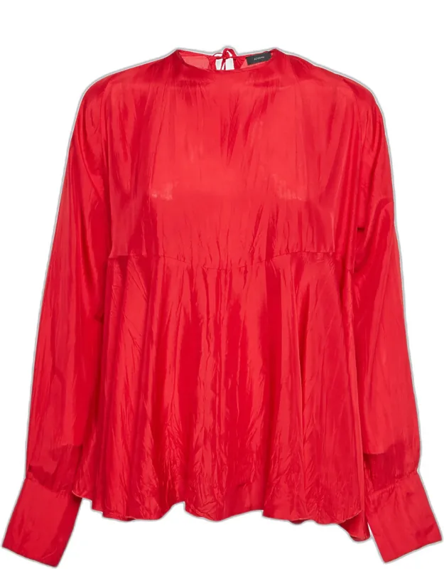 Crinkle Silk Loose Fit Blouse