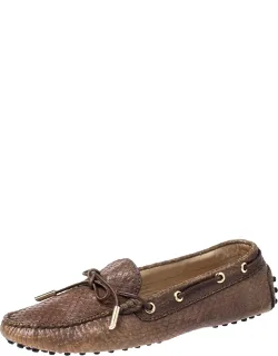 Python Leather Bow Loafers