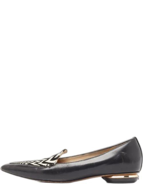 Leather Beya Zigzag Pointed Toe Ballet Flats