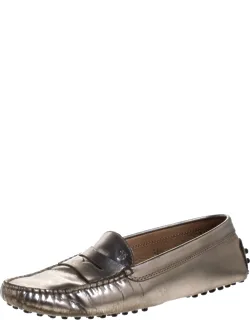 Metallic Leather Penny Loafers