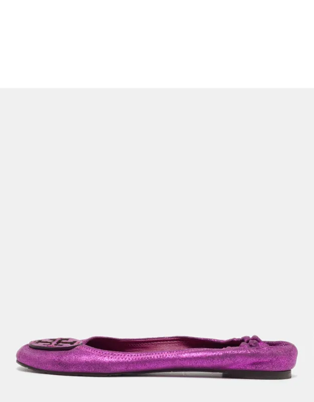 Metallic Leather Reva Scrunch Ballet Flats