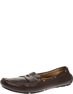 _prada Dark Leather Loafers With Strap Detailing_