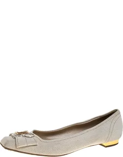 Off-white Canvas Love Logo Ballet Flats