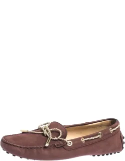 Nubuck And Gold Leather Bow Loafers