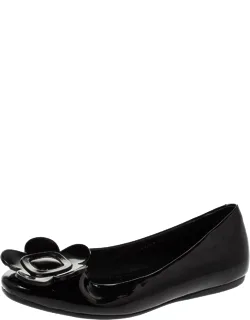 Floral Applique Patent Leather Ballet Flats