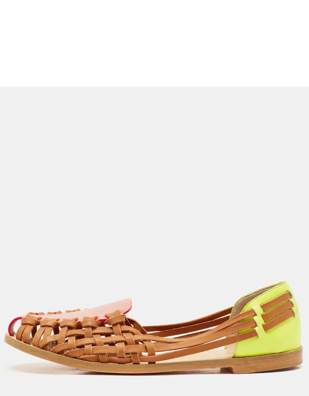 Woven Leather And Patent Loafers