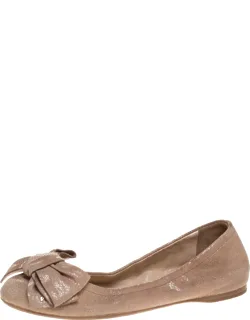 Textured Leather Bow Ballet Flats
