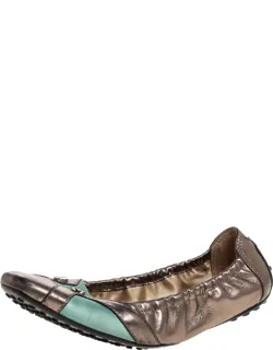 Metallic Leather Scrunch Ballet Flats
