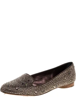 Crystal Embellished Satin Ballet Flats