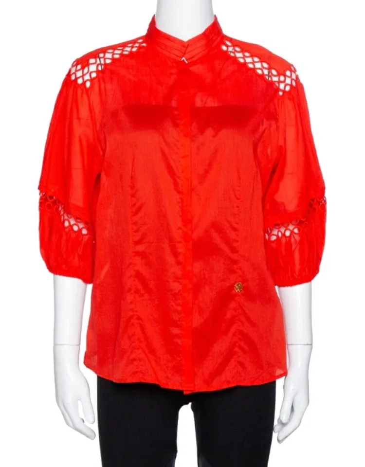 Cotton Eyelet Lace Detail Blouse