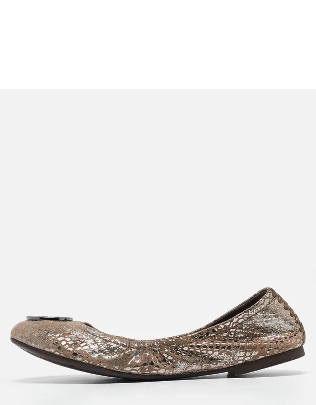 Metallic Textured Suede Scrunch Ballet Flats