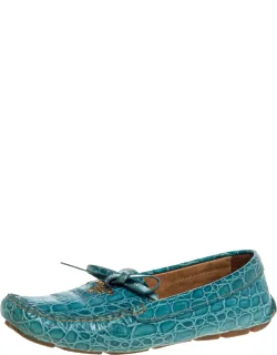 Crocodile Leather Bow Slip-on Loafers