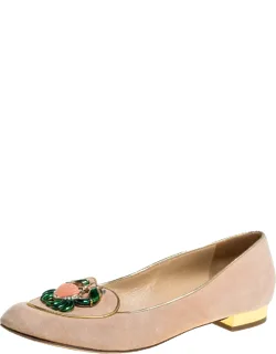 Peach Suede Birthday Zodiac Cancer Ballet Flats