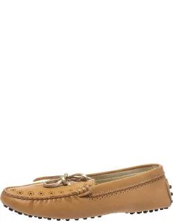Perforated Leather Bow Loafers