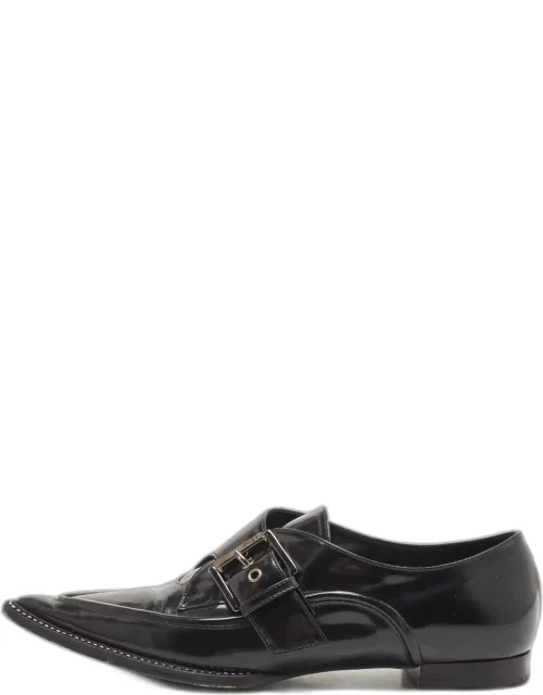 Leather Crystal Embellished Buckle Loafers