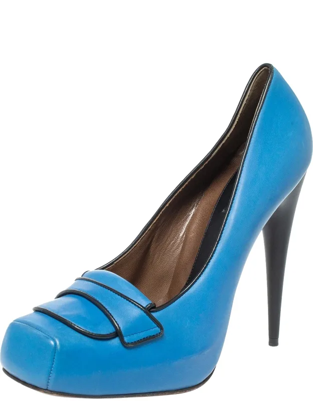 Leather Platform Loafer Pumps
